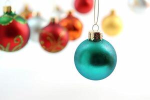 Joyful Christmas ornaments on a soft transparent white background, ideal for holiday graphics photo