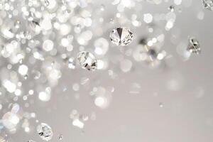 Dazzling diamond-like sparkles sparkling against a transparent white backdrop, adding a touch of luxury and allure photo