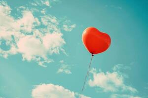Heart-shaped balloon floating in the sky photo