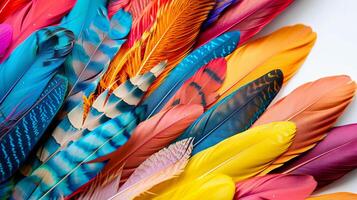 Vibrant bohemian feathers adding personality and charm to white photo