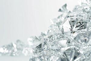 Glistening diamond-shaped sparkles shimmering against a transparent white backdrop, symbolizing luxury and elegance photo
