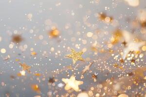 Glittering shooting star sparkles streaking across a transparent white surface, adding excitement and wonder photo