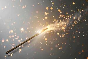 Twinkling magic wand sparkles swirling in the air against a transparent white backdrop, perfect for fantasy concepts photo