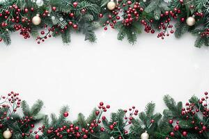 Festive Christmas garland against a transparent white backdrop, ideal for holiday designs photo