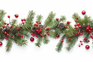 Festive Christmas garland against a transparent white background, adding holiday charm photo