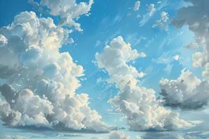 Tranquil scene with fluffy cumulus clouds photo
