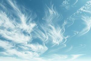 Peaceful twilight sky with delicate cirrus clouds on a soft transparent white surface, adding a touch of serenity photo
