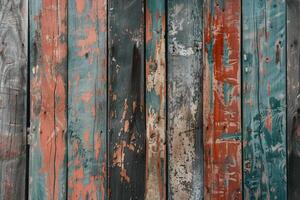 Vintage wood texture with faded paint and worn edges, evoking a sense of nostalgia and history photo