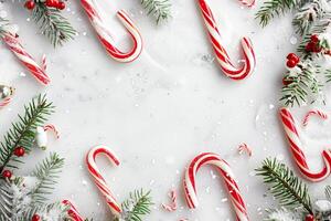 Whimsical Christmas candy cane on a transparent white canvas, adding sweetness to designs photo
