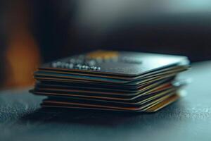 A stack of credit cards, credit and debt concept photo