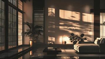 Silhouette of interior design elements creating a sense of space and openness photo
