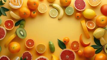 Dynamic layout of rotating fruits forming a dynamic pattern photo