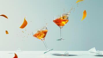 Captivating layout featuring levitating cocktail glasses photo