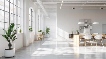 Clean and modern interior design featuring open spaces photo