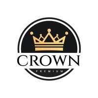 The elegant and luxurious logo design features a golden crown icon within a black circle, giving a sense of exclusivity and high quality vector