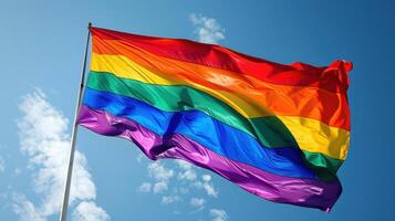 bright rainbow flag as a symbol of freedom and equality photo