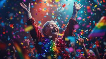 Diversity non binary waving pride rainbow flag photo