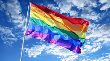 bright rainbow flag as a symbol of freedom and equality photo
