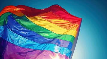 bright rainbow flag as a symbol of freedom and equality photo