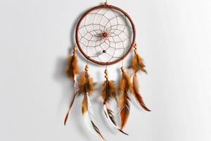 Boho chic dreamcatcher decoration on a transparent white background, evoking bohemian vibes photo