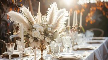 Boho chic feathers bringing a bohemian vibe to a white setting photo