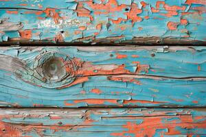 Distressed wooden texture with chipped paint and rugged surface, adding character to rustic projects photo