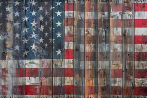 American flag on a wooden background for a rustic feel photo