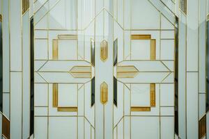 Art deco decorations against a soft transparent white backdrop, evoking a sense of glamour photo