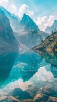 Pristine alpine lakes reflecting towering peaks photo