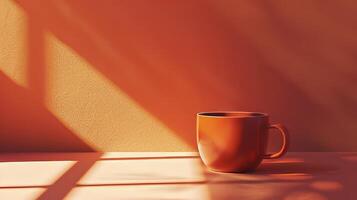 Minimalistic aesthetics meet the warmth of a hot cup of coffee photo