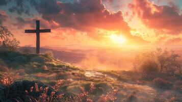 Ample space for words next to an image of a Christian sunrise service photo