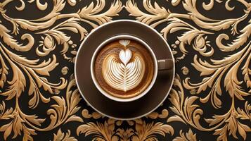 Elegant coffee cup design pattern with intricate details and sophisticated motifs photo