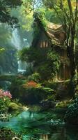 Peaceful haven surrounded by the beauty of nature photo