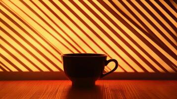 Captivating contrast a coffee cup silhouette against a radiant backdrop photo