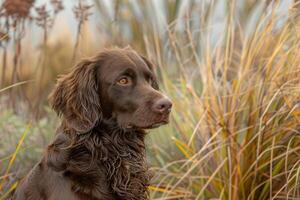 Charming Boykin Spaniel with silky coat and friendly expression, perfect for outdoor-themed designs photo