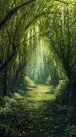 Vibrant willow forests alive with the hum of bees photo