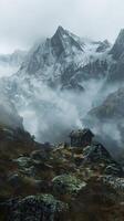 Remote mountain shelters providing respite from the elements photo