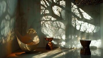 Evocative shadow play adding depth and dimension to interior decor photo