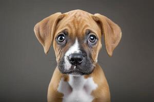 Cute puppy with floppy ears and big eyes, isolated on a transparent background for easy integration photo