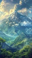 Majestic volcanoes looming on the horizon photo