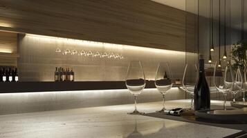 Elegant layout with floating wine glasses and room for wine tasting notes photo