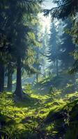 Peaceful fir forests offering sanctuary to weary travelers photo