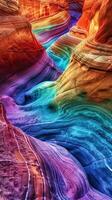 Breathtaking rainbow-colored sandstone cliffs photo
