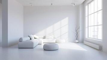 Minimalist interior arrangement showcasing the beauty of clean lines and open space photo
