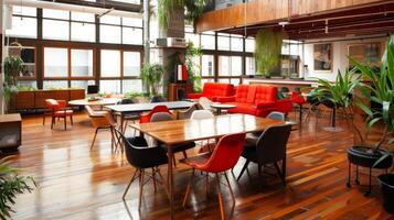 An inviting work environment with plenty of open space for brainstorming sessions photo