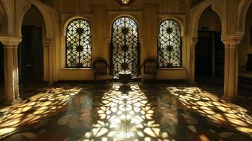 Evocative shadow play emphasizing the symmetry and balance of decor photo