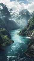 Breathtaking fjords carved by ancient glaciers photo