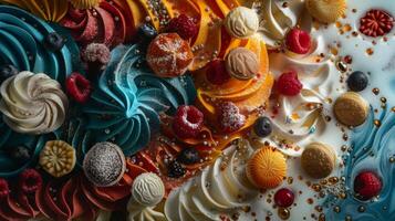 Spinning dessert toppings forming a map, representing exploration photo