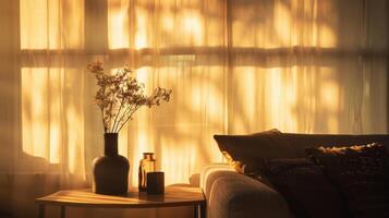 Striking silhouette of interior decor elements against a backdrop of light photo