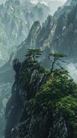 Remote mountain ridges offering solitude and serenity photo